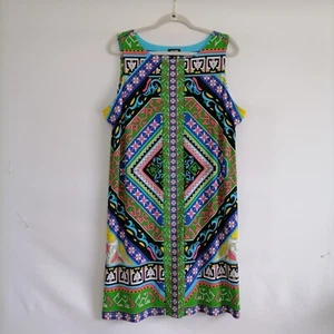 Vintage Nicole Miller Womens Green Geometric Sophisticated Styles Dress Size XL - Picture 1 of 5