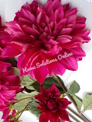 Pottery Barn Faux Artificial Dinner Plate Dahlia Stem Pink Set of 6 33" #5024A - Image 1 of 3