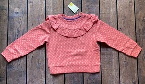 Girl’s Size 5-6 Mini Boden Neon Pink Floral Print Long Sleeve Ruffle Sweatshirt - Picture 1 of 1