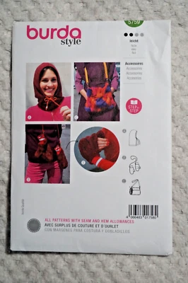 BURDA 5759 Winter Accessories (Hood/ Mittens/Purse) Pattern Uncut - Image 1 of 2