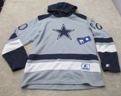 NWT Dallas Cowboys NFL Starter Pullover Hoodie Mens Medium Gray Blue - Image 1 of 4