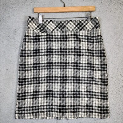 L.L. Falda Bean Para Mujer 10 Gris Negro Mezcla de Lana a Cuadros Forrada Lápiz Y2K De Colección Foto 1 de 4