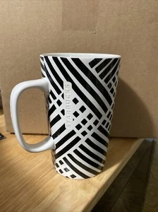 Starbucks Tall Black & White Stripe Print Mug Cup 16 oz 2014 - Picture 1 of 5