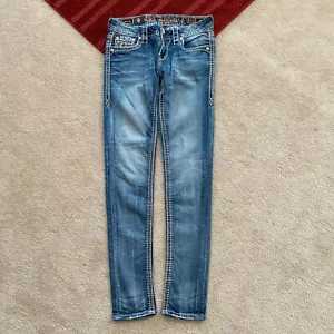 Pantalones de mezclilla ajustados Rock Revival 26 Raven para mujer real W 28,5 x I 31 1/4 JU - Imagen 1 de 12
