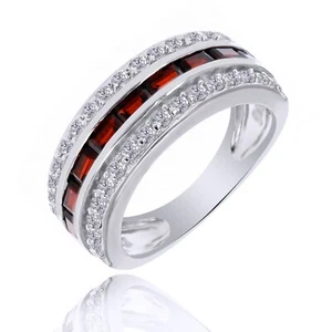 2,00 kt Baguetteschliff Lab Created Granat Ehering 14 Karat Weißgold vergoldet Silber - Bild 1 von 4