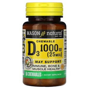 Vitamin D3, Peach & Vanilla, 25 mcg (1,000 IU), 50 Chewables - Picture 1 of 2