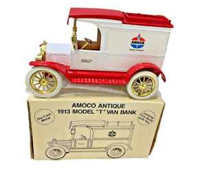 Ertl Amoco Antique 1913 Model "T" Van Locking Coin Bank w/key #9150 New In Box