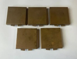 Lot of 5 pcs. 1-3/4" Raw Brass Flat Pill Boxes Stash Boxes - Picture 1 of 3