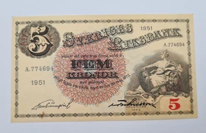 BANCONOTA Svezia 5 corone 1951 - Foto 1 di 2