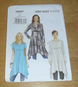 Vogue Original Paper Pattern V9224 / ZZ Tunics Size L-XL-XXL (16-26) Year: 2013 - Picture 1 of 3