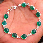 Green Onyx Natural Gemstone 925 Silver Women Bracelet Silver Charm Jewelry