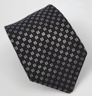Corbata de seda Sean John negra gris geométrica para hombre 59 x 3,1/8 Foto 1 de 4