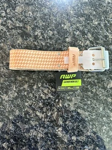 NWT AWP Leather Work Belt 50" Light Brown Metal Roller Buckle Heavy Duty Tool - Picture 1 of 6