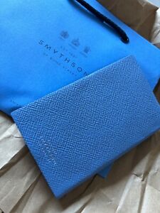 Smythson of Bond Street Miniature Panama Signature Blue Leather Notebook