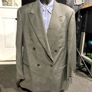 Giorgio Armani Giacca Vintage Deep V Lapel Doppiopetto Unghie Grigio Tg 44 - Foto 1 di 16