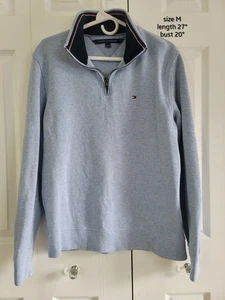 Tommy Hilfiger Herren Quarter Zip Pullover Sweater hellblau Logo Mock Neck - Bild 1 von 4