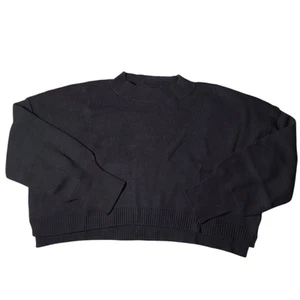 Women's Black Mock Neck Cropped Long Sleeve Heavyweight Sweater FREE S&H - Picture 1 of 2