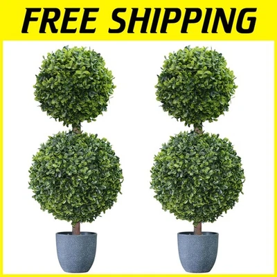 Durable 23.6'' Artificial Boxwood Topiary Set - Low Maintenance Home Décor Magic - Image 1 of 4