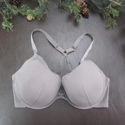 Auden Bra Mujer 38D Gris Cierre Frontal Espalda Corredora Acolchada Con Aros Encaje Camiseta Foto 1 de 4