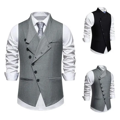 Fashion New Men's Suit Vest Wedding Party V-Neck Chain Matching Waistcoat 2025 - Image 1 of 4