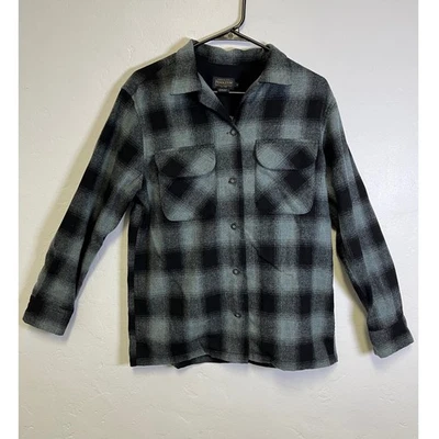 Pendleton Wool Women Size Small plaid Button Up Shirt Jacket Blue Black - Image 1 of 4