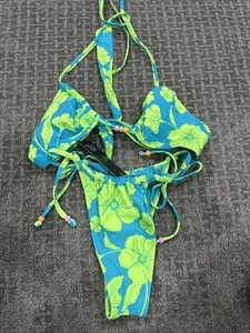 NEW/ LN wild Fable, Green And Blue Floral, Bikini, XS - Picture 1 of 3