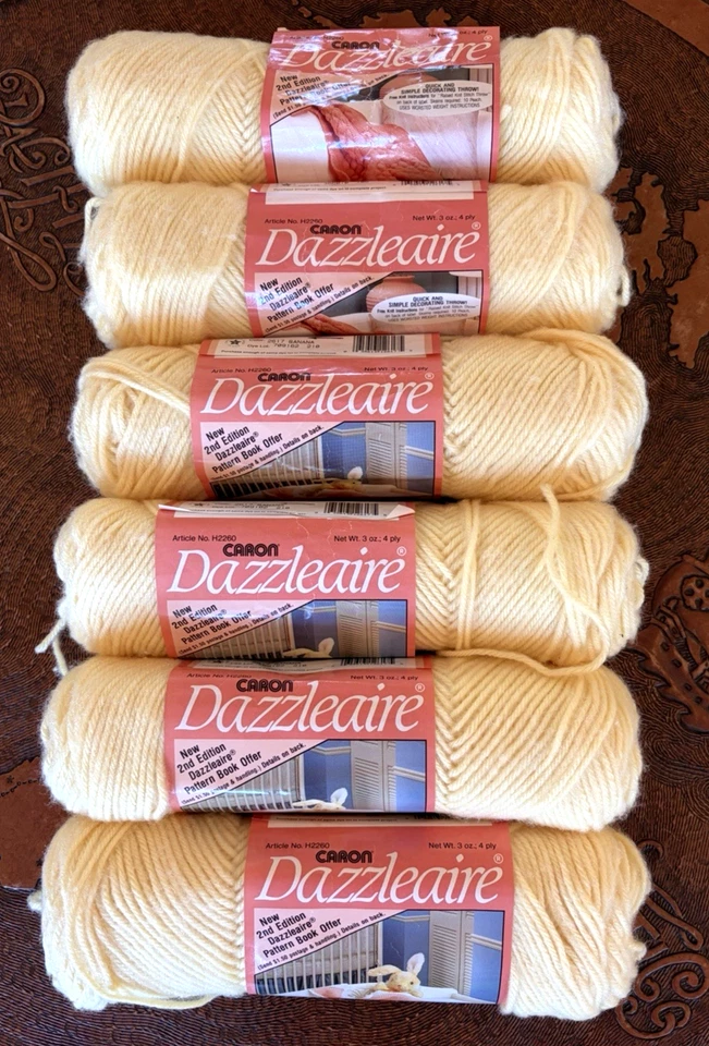 2 Skeins Caron Dazzleaire 2617 Banana 3oz 4 Ply Yarn