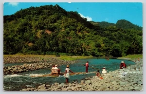 Vintage Port Antonio Jamaica Bamboo Rafting Rio Grande Postcard - Picture 1 of 2