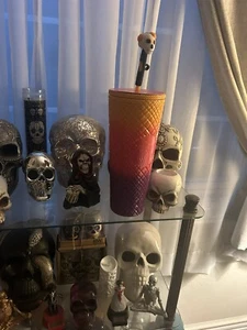 Starbucks Herbst 2024 Dia De Los Muertos Skeleton Straw Top 24oz Tasse Tumbler - Bild 1 von 3