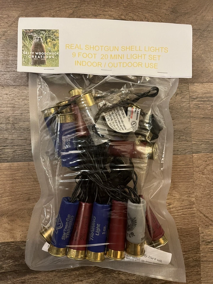 Recycled Shotgun shell lights 9ft red  white and blue indoor/outdoor use - Image 1 of 3