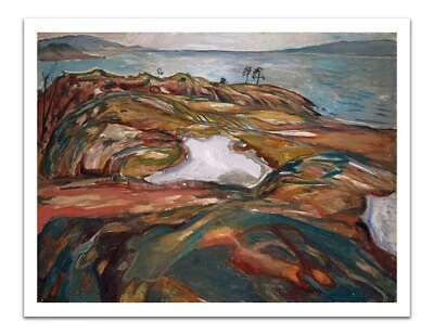 Pintura vintage 17x22" impresión artística premium Edvard Munch paisaje costero (1918) Foto 1 de 2