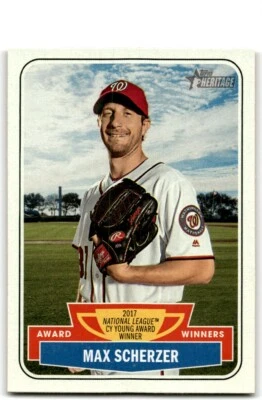 2018 TOPPS HERITAGE AWARD WINNERS MAX SCHERZER WASHINGTON NATIONALS #AW-4 - Image 1 of 2