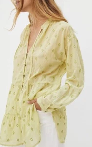 Anthropologie Pilcro Tiered Tunic Top Green Embroidered Size L -NEW- - Picture 1 of 14