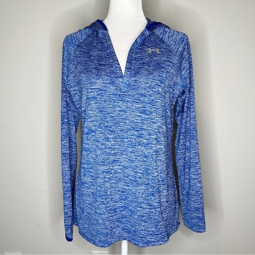 VETEMENTS Felpa con cappuccio pullover Under Armour blu heathered atletica collo a V aderente taglia M