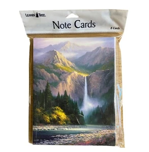 LEANIN TREE Notecards Pack of 8 Mountain Waterfall Forest Creek Blank inside - Picture 1 of 2