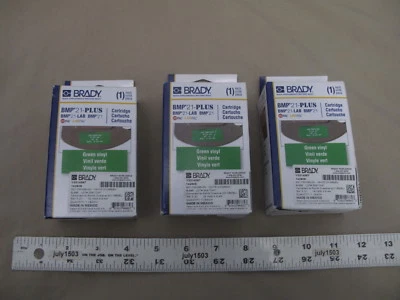 (3) NEW Brady Label Cartridge M21-750-595-GN White/Green Vinyl 3/4" x 21' BMP21 - Image 1 of 4