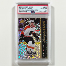 2021-22 Upper Deck JACKSON CATES RC Speckled Rainbow Foil PSA 10 - Flyers Rookie