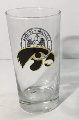Vintage University Of Iowa Hawkeyes Glasses With Seal Football Cover