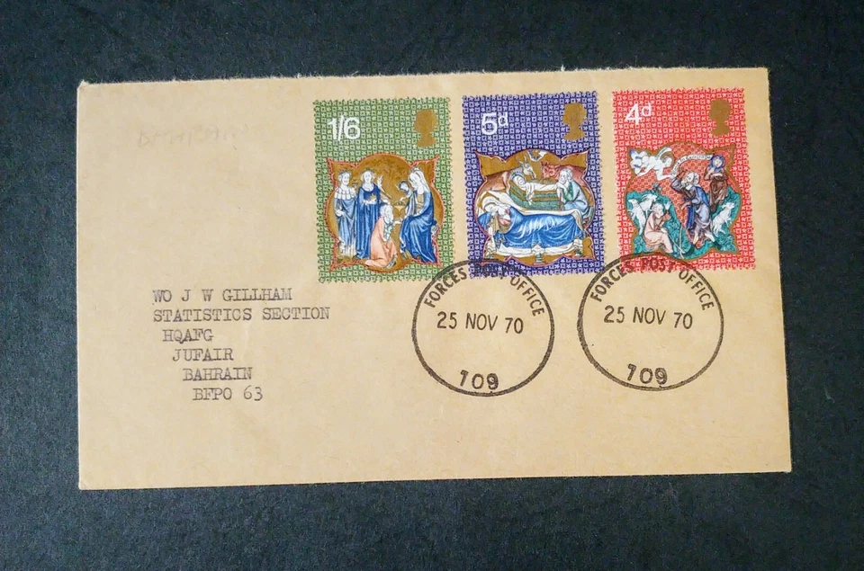 V.RARO GB A BAHRÉIN 1970 “FORCES MAIL” CUBIERTA ENVIAR DE BFPO 709 A BFPO 63 Foto 1 de 1