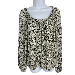 Anthropologie Cascais Leopard Print Long Sleeve Off The Shoulder Top Size Medium - Picture 1 of 8