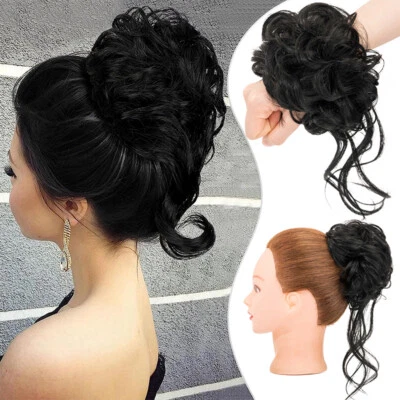 Thick Messy Bun Chignon Wrap Around Hair Extension Scrunchie Updo Real As Human - Image 1 of 4