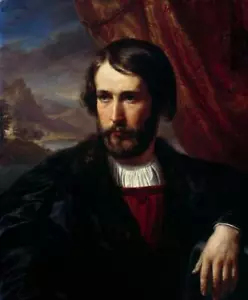 Ölgemälde Portrait eines Mannes in Renaissance Kostüm handgemalt auf Leinwand 36" - Bild 1 von 7