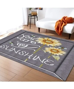 4*6inch Area Rugs Sunflowers Carpet Dining Room Rugs Yellow Rug - Picture 1 of 7
