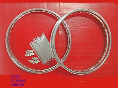 Fit SUZUKI TC250 CHROME STEEL WHEEL RIM FRONT & REAR 72 SPOKE SET [mi2483] Foto 1 de 4
