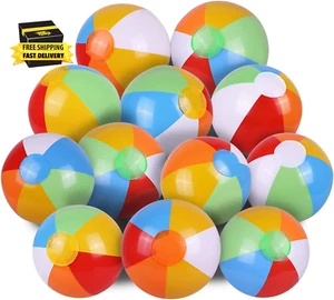12" Beach Balls Bulk - Inflatable Swimming Pool Toys for Kids Birthday Party Sup - Picture 1 of 7