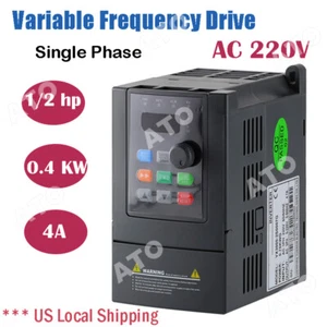ATO  Variable Frequency Drive Inverter Single Phase - 1/2 hp 0.4 KW 4A 220V VFD  - Picture 1 of 5