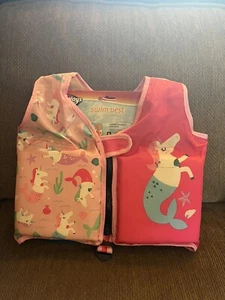 SwimWays Child Swim Vest Ages 2-4 Unicorn Mermaid Swim Step 2 Flotation Zipper - Imagen 1 de 3