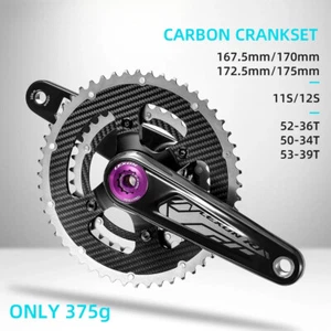 Full Carbon Road Bike Cranksets Crank Arm 167.5/170/172.5/175MM 52-36T Chainring - Picture 1 of 26