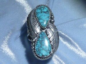 Bague turquoise classique Southwestern Natural Lone Mountain, livre sterling, taille 7
