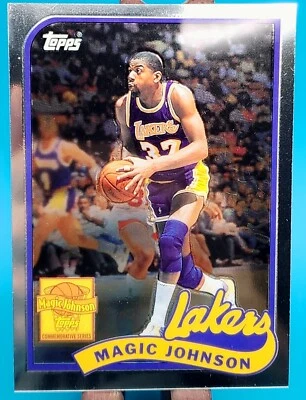 Tarjeta conmemorativa 2001 Topps cromada baloncesto Magic Johnson Hof #MJ7  Foto 1 de 2